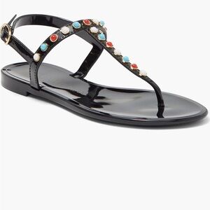 Stuart weitzman black sandals size 9 red white and blue beads jelly sandal